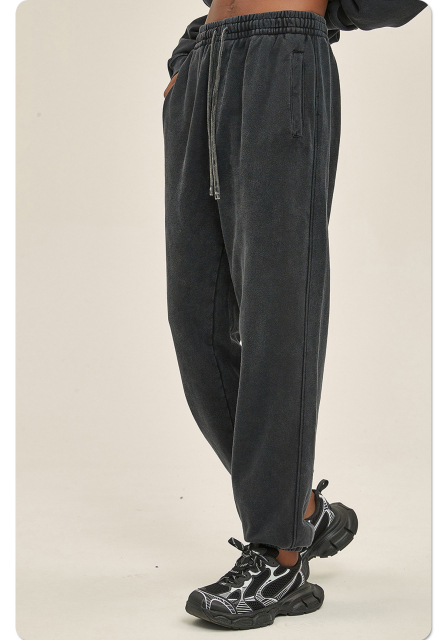 2024 Mens Casual Streetwear Acid Washed Sweatpants Men Cotton Loose Vintage Joggers Sweat Pants Trousers French Terry