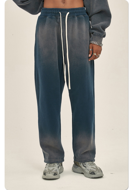 Wholesale Custom Mens Acid Wash Flare Sweatpants Vintage Fleece Oversized Casual Jogger Pants