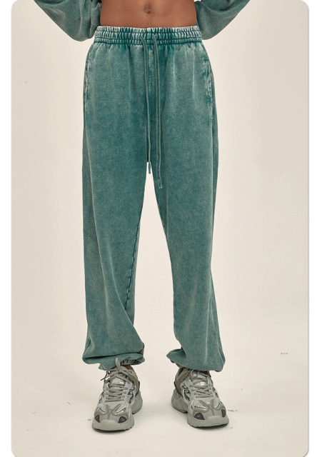 2024 Mens Casual Streetwear Acid Washed Sweatpants Men Cotton Loose Vintage Joggers Sweat Pants Trousers French Terry