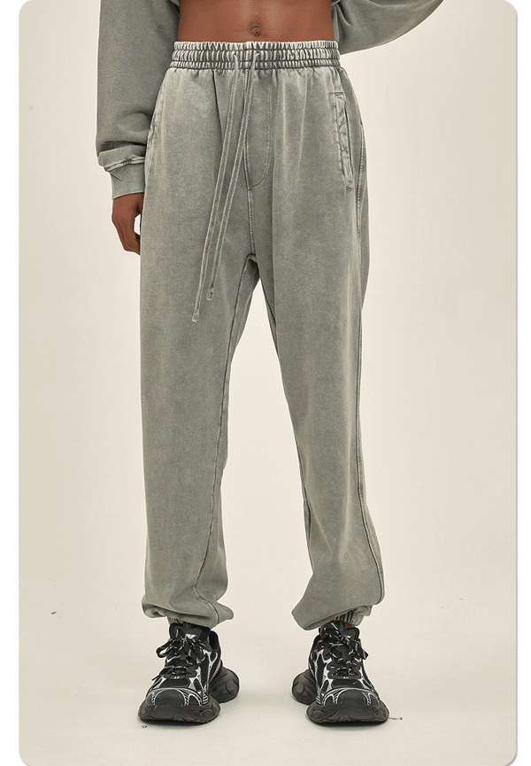 2024 Mens Casual Streetwear Acid Washed Sweatpants Men Cotton Loose Vintage Joggers Sweat Pants Trousers French Terry