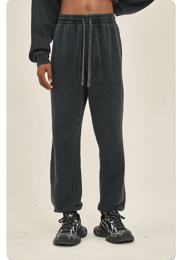 2024 Mens Casual Streetwear Acid Washed Sweatpants Men Cotton Loose Vintage Joggers Sweat Pants Trousers French Terry