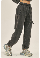 2024 Mens Casual Streetwear Acid Washed Sweatpants Men Cotton Loose Vintage Joggers Sweat Pants Trousers French Terry