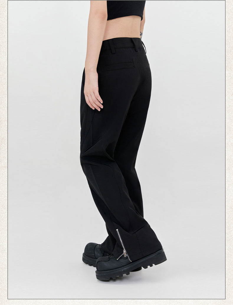 Hot Seller Stacked Zipper Stacked Jeans Designer Jeans Popular Black Retro Hip-Hop Loose Punk Style Men'S Jeans