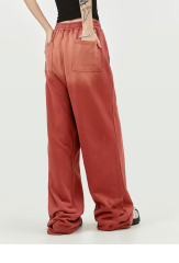 Street Fashion Mens French Terry Stacked Cotton Acid Washed Loose Fit Pants Men