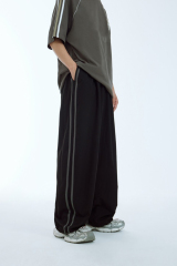 Custom Logo Streetwear Pants Polyester Stitching Loose Elastic Waistband Sweatpants Men'S Trousers Nylon Track Pants