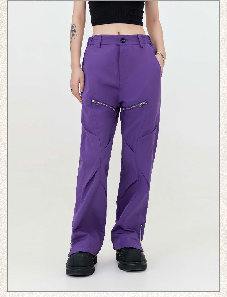 Hot Seller Stacked Zipper Stacked Jeans Designer Jeans Popular Black Retro Hip-Hop Loose Punk Style Men'S Jeans