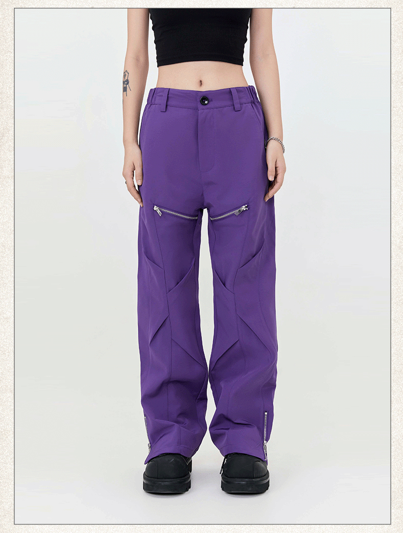 Hot Seller Stacked Zipper Stacked Jeans Designer Jeans Popular Black Retro Hip-Hop Loose Punk Style Men'S Jeans