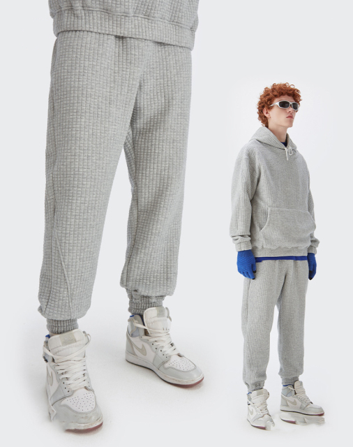 New Fashion Waffle Jogger Pant 380gsm Fit Sports Relax Lounge Drawstring Men Plain Sweat Pants