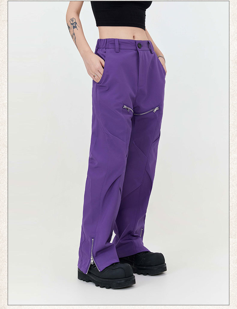 Hot Seller Stacked Zipper Stacked Jeans Designer Jeans Popular Black Retro Hip-Hop Loose Punk Style Men'S Jeans