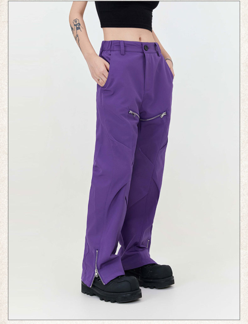 Hot Seller Stacked Zipper Stacked Jeans Designer Jeans Popular Black Retro Hip-Hop Loose Punk Style Men'S Jeans