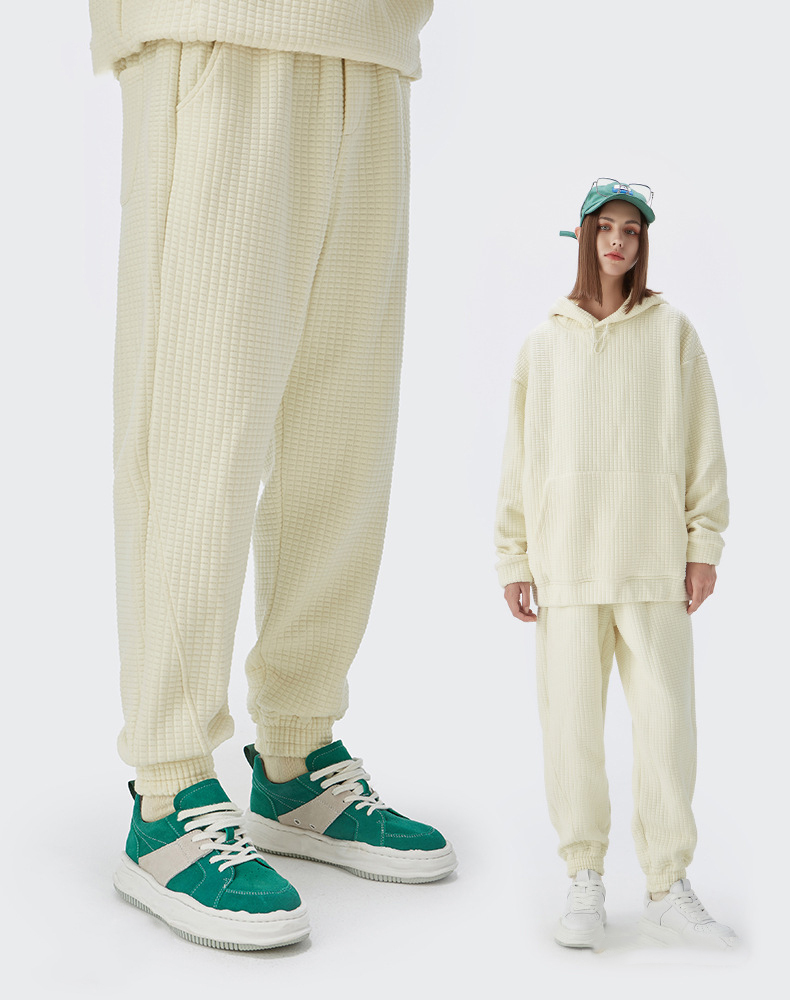New Fashion Waffle Jogger Pant 380gsm Fit Sports Relax Lounge Drawstring Men Plain Sweat Pants