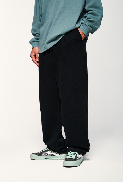 Custom Loose Trousers Blank Wide Leg Sweat Pants 100% Cotton French Terry Double Waist Straight Trackpants Flared Sweatpants Men