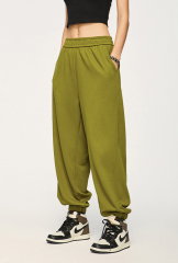 Elastic Waistband Side Pocket Tight Edge Casual Streetwear 460g Heavy Fleece Plain Jogger Harem Pants Unisex