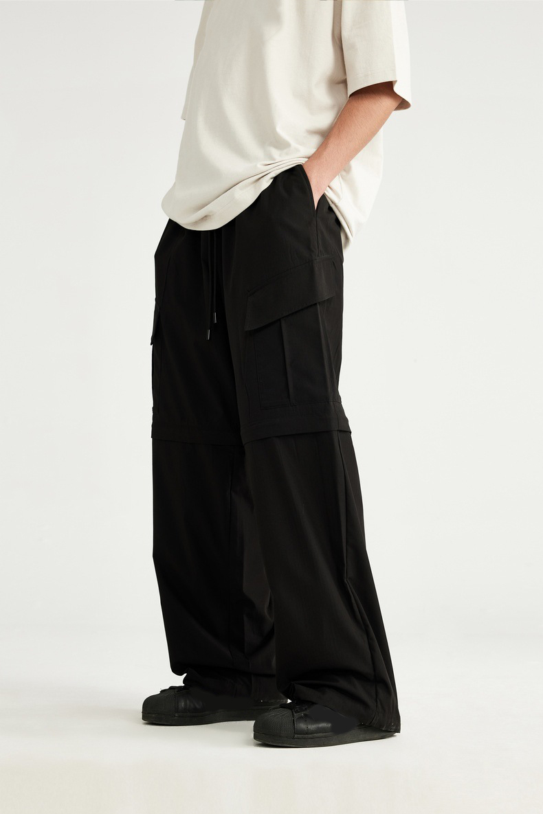 Custom New Style Fashion Baggy Detachable Cargo Pants For Boy's Loose Fit Casual Chino Cargo Trousers Men