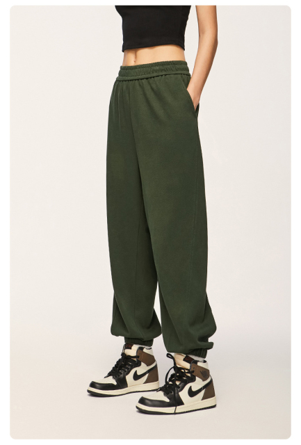 Elastic Waistband Side Pocket Tight Edge Casual Streetwear 460g Heavy Fleece Plain Jogger Harem Pants Unisex