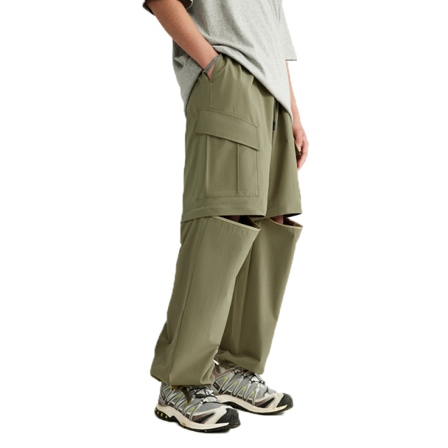Custom New Style Fashion Baggy Detachable Cargo Pants For Boy's Loose Fit Casual Chino Cargo Trousers Men