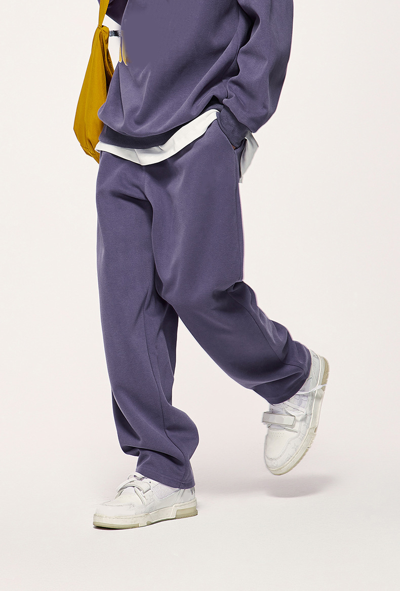 Custom Loose Trousers Blank Wide Leg Sweat Pants 100% Cotton French Terry Double Waist Straight Trackpants Flared Sweatpants Men