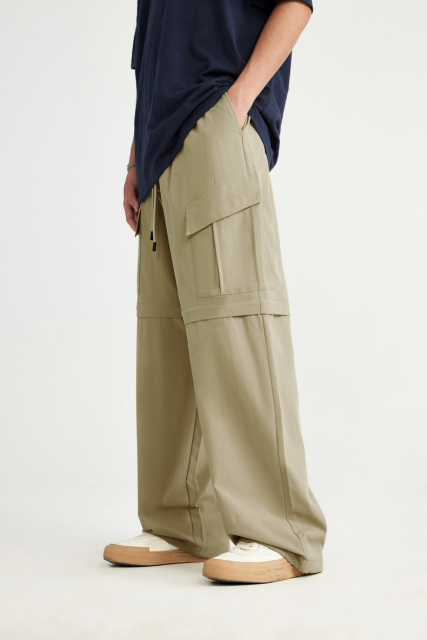 Custom New Style Fashion Baggy Detachable Cargo Pants For Boy's Loose Fit Casual Chino Cargo Trousers Men