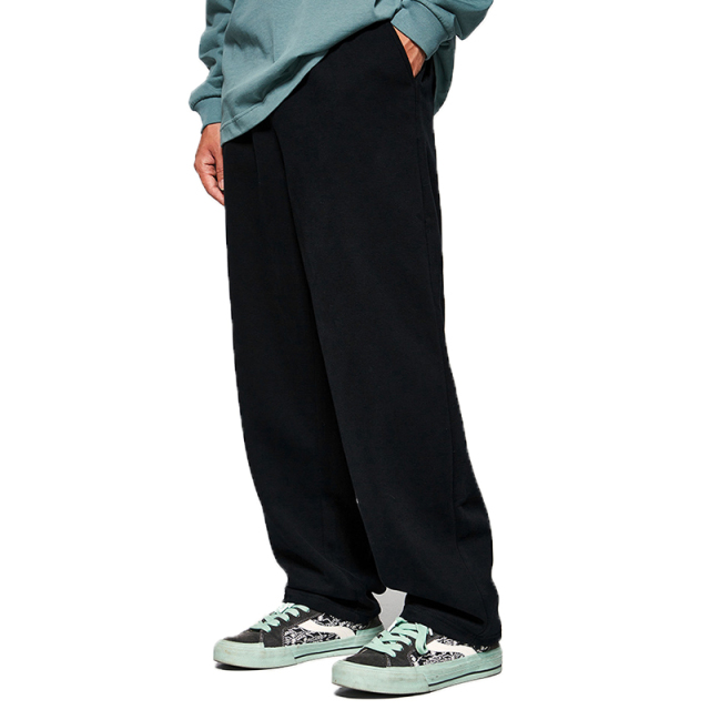Custom Loose Trousers Blank Wide Leg Sweat Pants 100% Cotton French Terry Double Waist Straight Trackpants Flared Sweatpants Men