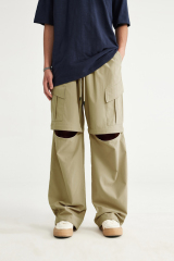 Custom New Style Fashion Baggy Detachable Cargo Pants For Boy's Loose Fit Casual Chino Cargo Trousers Men