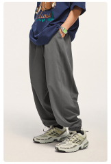 Elastic Waistband Side Pocket Tight Edge Casual Streetwear 460g Heavy Fleece Plain Jogger Harem Pants Unisex