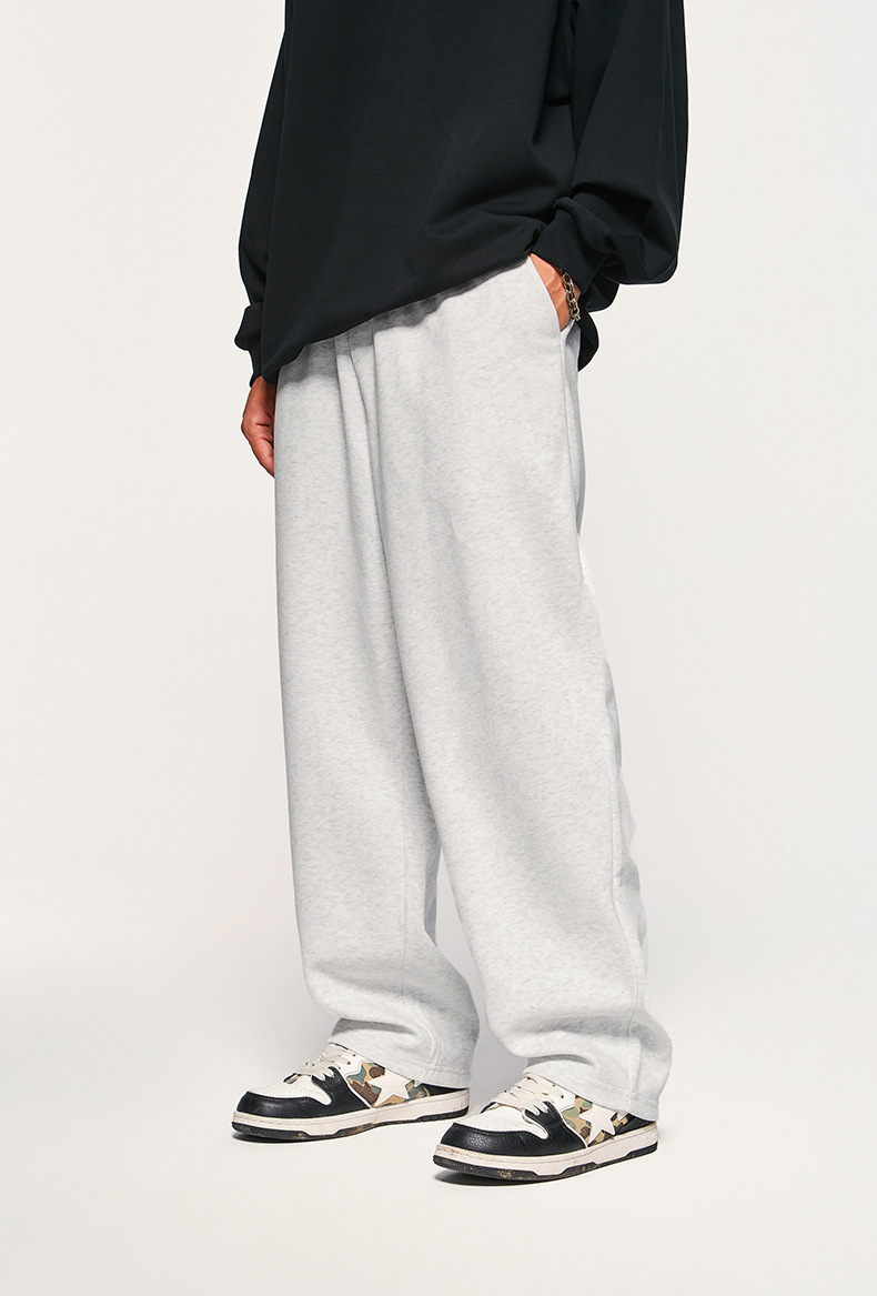 Custom Loose Trousers Blank Wide Leg Sweat Pants 100% Cotton French Terry Double Waist Straight Trackpants Flared Sweatpants Men