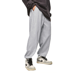 Elastic Waistband Side Pocket Tight Edge Casual Streetwear 460g Heavy Fleece Plain Jogger Harem Pants Unisex