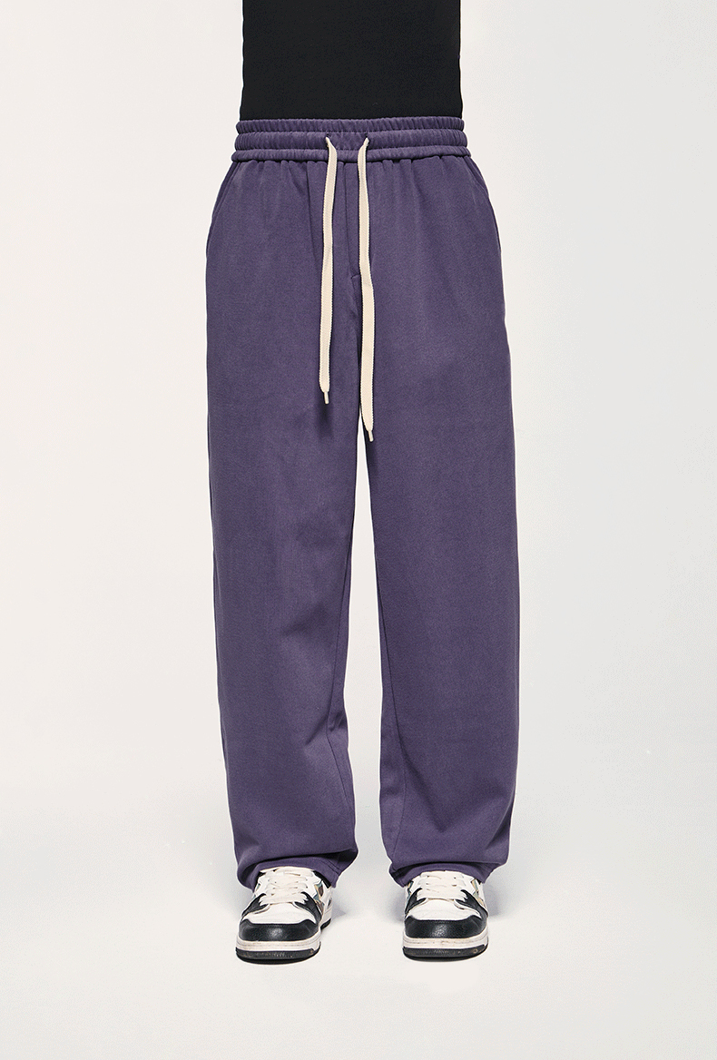 Custom Loose Trousers Blank Wide Leg Sweat Pants 100% Cotton French Terry Double Waist Straight Trackpants Flared Sweatpants Men