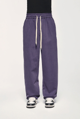 Custom Loose Trousers Blank Wide Leg Sweat Pants 100% Cotton French Terry Double Waist Straight Trackpants Flared Sweatpants Men