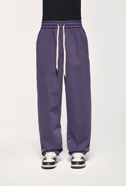 Custom Loose Trousers Blank Wide Leg Sweat Pants 100% Cotton French Terry Double Waist Straight Trackpants Flared Sweatpants Men