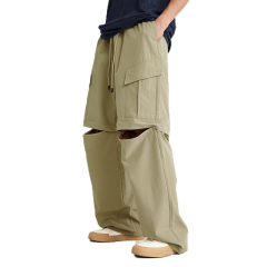 Custom New Style Fashion Baggy Detachable Cargo Pants For Boy's Loose Fit Casual Chino Cargo Trousers Men