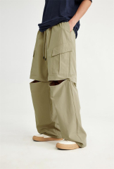 Custom New Style Fashion Baggy Detachable Cargo Pants For Boy's Loose Fit Casual Chino Cargo Trousers Men