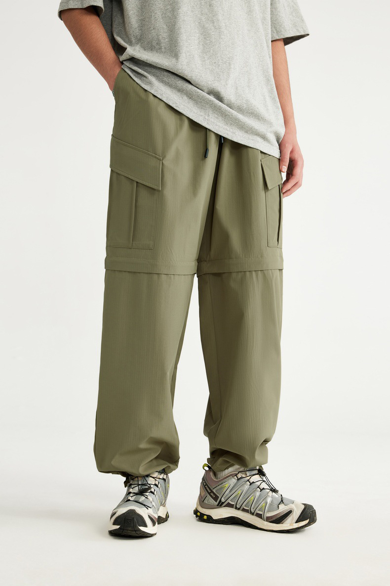 Custom New Style Fashion Baggy Detachable Cargo Pants For Boy's Loose Fit Casual Chino Cargo Trousers Men