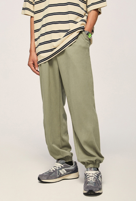 Elastic Waistband Side Pocket Tight Edge Casual Streetwear 460g Heavy Fleece Plain Jogger Harem Pants Unisex