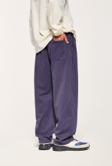 Custom Loose Trousers Blank Wide Leg Sweat Pants 100% Cotton French Terry Double Waist Straight Trackpants Flared Sweatpants Men