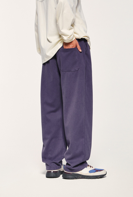 Custom Loose Trousers Blank Wide Leg Sweat Pants 100% Cotton French Terry Double Waist Straight Trackpants Flared Sweatpants Men