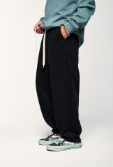 Custom Loose Trousers Blank Wide Leg Sweat Pants 100% Cotton French Terry Double Waist Straight Trackpants Flared Sweatpants Men