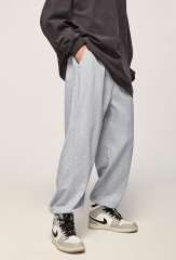 Elastic Waistband Side Pocket Tight Edge Casual Streetwear 460g Heavy Fleece Plain Jogger Harem Pants Unisex