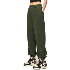 Elastic Waistband Side Pocket Tight Edge Casual Streetwear 460g Heavy Fleece Plain Jogger Harem Pants Unisex