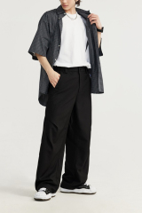 Streetwear Custom Suit Trouser Pants Knee Pleat Cutting Wide Leg Mens Suits