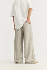 Streetwear Custom Suit Trouser Pants Knee Pleat Cutting Wide Leg Mens Suits