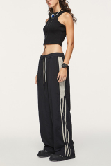 Custom Wide Leg Baggy Nylon Pants Manufacturer Side Striped Nylon Pants Stacked Oversized Loose Jogger Nylon Track Pants Men