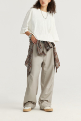 Streetwear Custom Suit Trouser Pants Knee Pleat Cutting Wide Leg Mens Suits