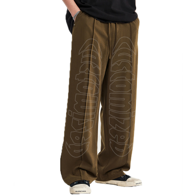 High Quality Custom Loose Causal Windbreaker Nylon Pants Sweatpants Patchwork Elastic Waistband Embroidery Nylon Track Pants