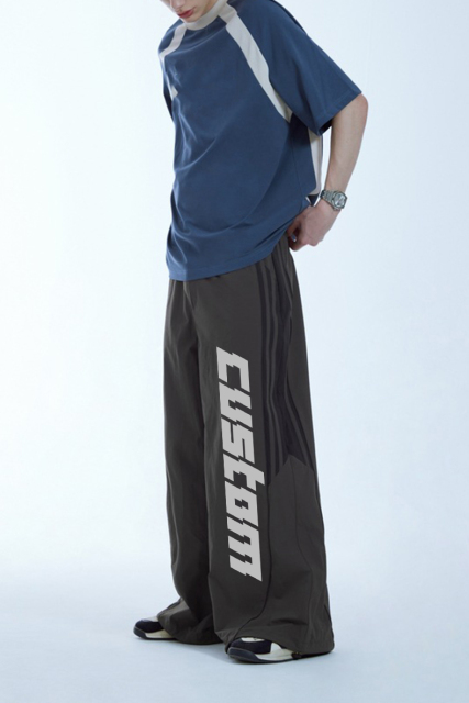 Streetwear Custom Suit Trouser Pants Knee Pleat Cutting Wide Leg Mens Suits