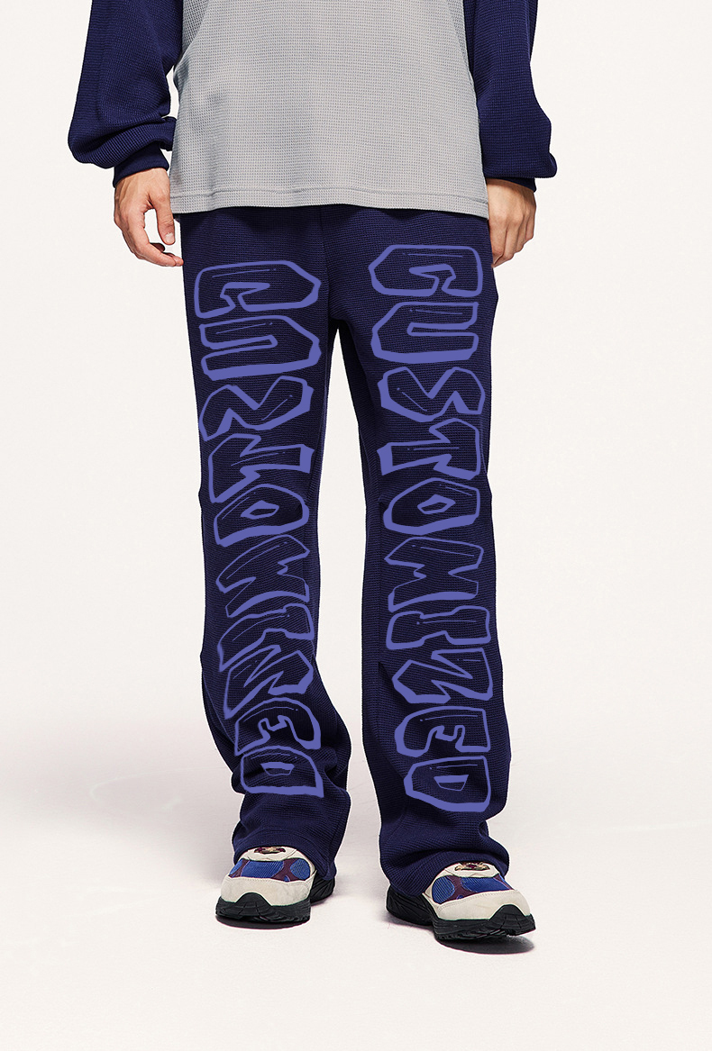 Wholesale Drawstring Waist Straight Leg Unisex Sportswear Pants Men Custom Side Striped Wide Leg Track Pants