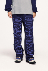 Wholesale Drawstring Waist Straight Leg Unisex Sportswear Pants Men Custom Side Striped Wide Leg Track Pants