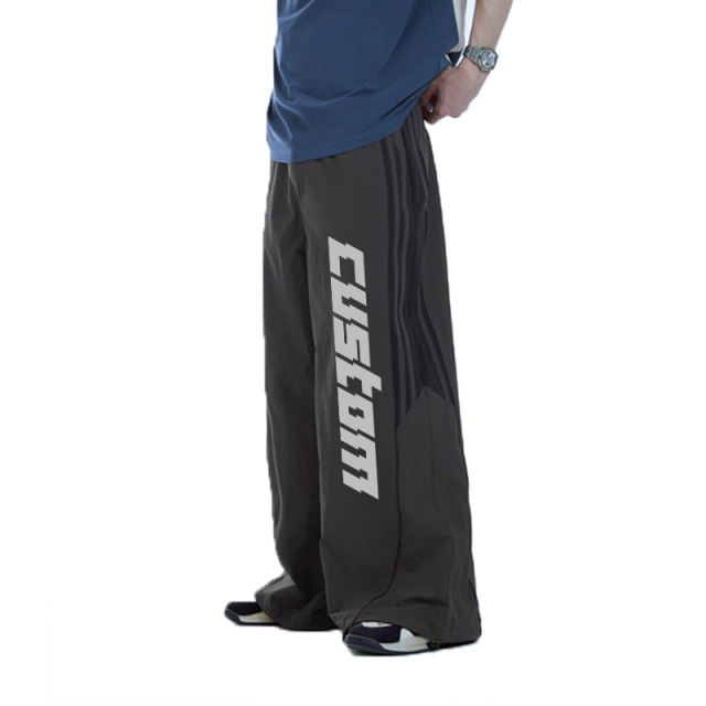 Streetwear Custom Suit Trouser Pants Knee Pleat Cutting Wide Leg Mens Suits