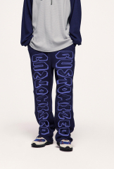 Wholesale Drawstring Waist Straight Leg Unisex Sportswear Pants Men Custom Side Striped Wide Leg Track Pants