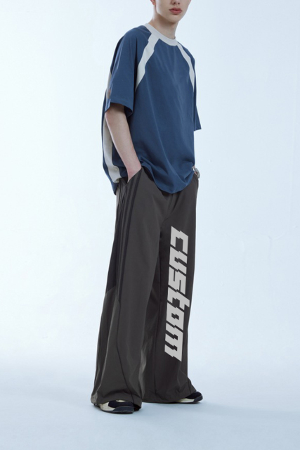 Streetwear Custom Suit Trouser Pants Knee Pleat Cutting Wide Leg Mens Suits